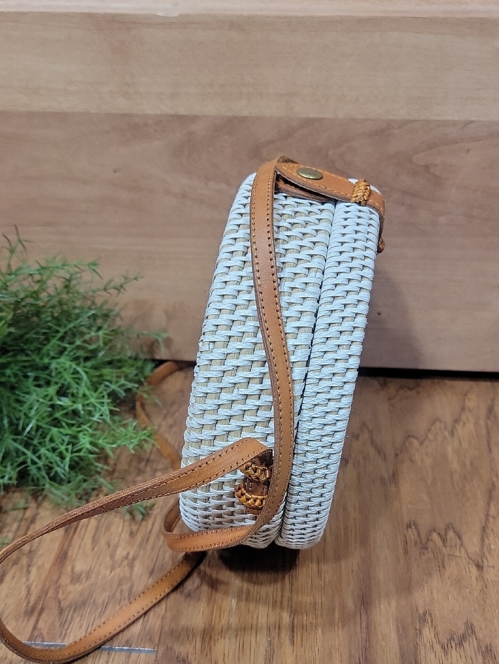 Klara Haloho Hand Crafted Round Rattan Crossbody - Picture 4 of 14